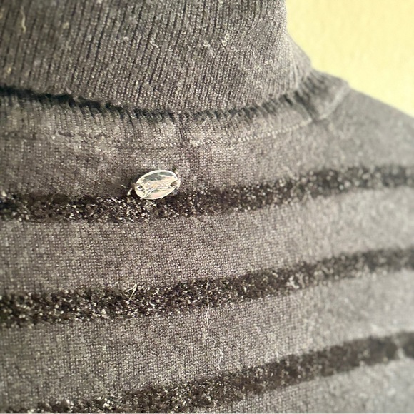 Guess Black Turtleneck Sweater with Velvet Textured Stripes - Picture 13 of 13